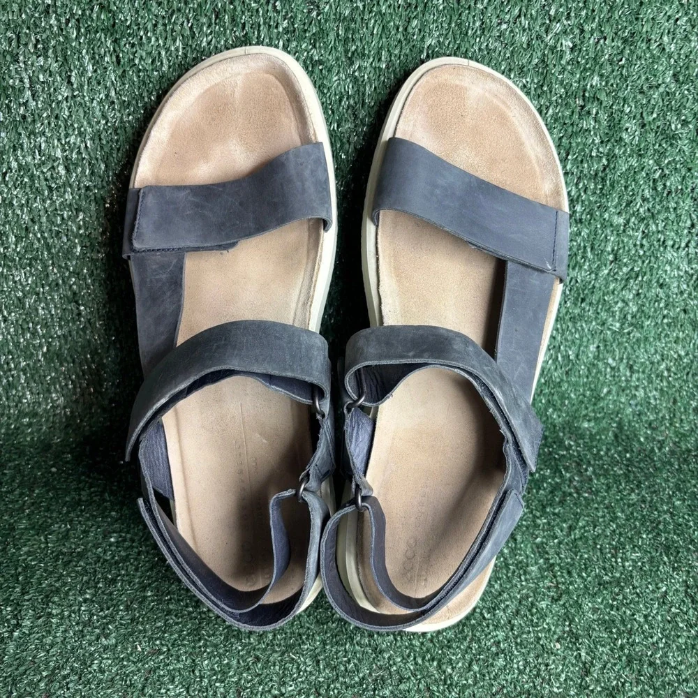 ECCO Flowt Strappy Leather Comfort Casual Walking Vacation Sandal‎ Gray Mens 13